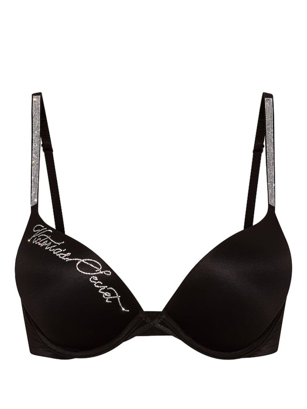 New! Victoria’s Secret Black Bombshell Shine Script Push-Up Bra 32A 34956